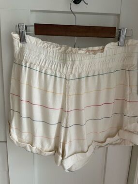 O'Neill Cream High-Waist Shorts with Multicolor Stripes